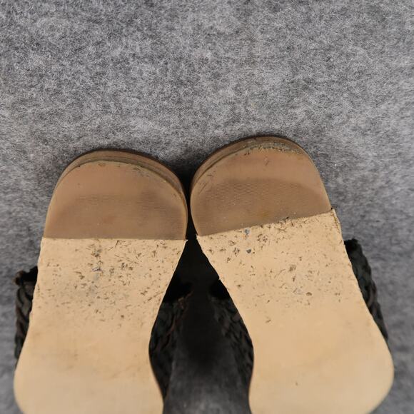 Casual Shoes Womens 7 Sandals Slides Woven Leather Slip On Flat Open Toe Boho - Picture 10 of 10